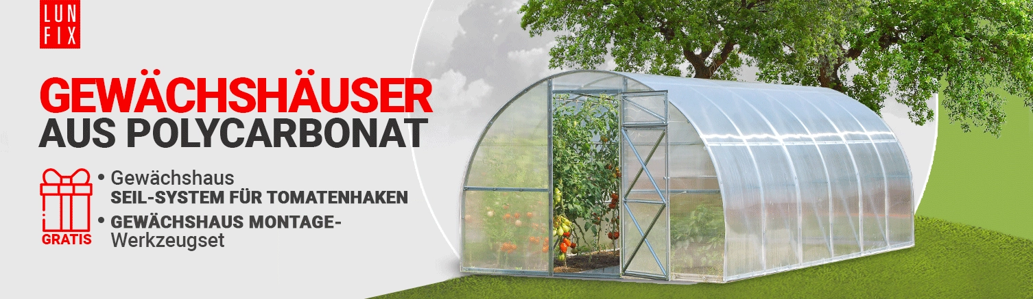 Szklarnie z poliwęglanu Lun Fix GRATIS szklarnie ogrodowe Lun Fix