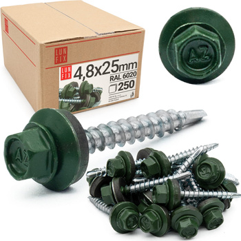 Trapezblechschrauben 4,8 x 25 mm 250 Stück Chromoxidgrün RAL 6020