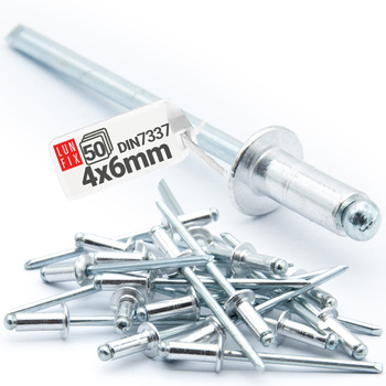 Aluminium Blindnieten DIN7337 4x6 mm 50 Stück Silber