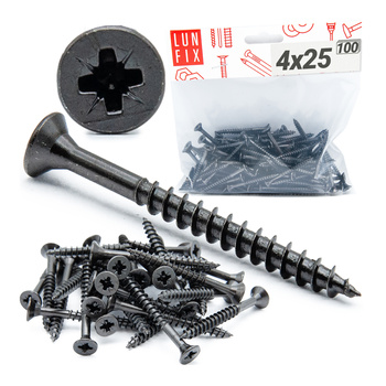 Universalschraube 4x25 mm Schwarz Verzinkt 100stk.