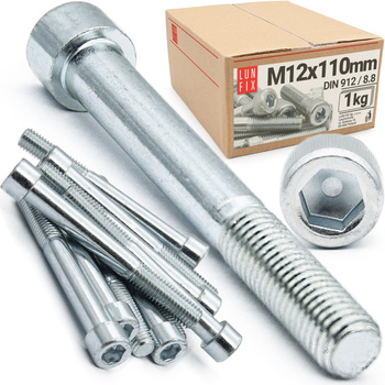 Zylinderkopfschrauben mit Innensechskant M12x110 mm Teilgewinde Festigkeitsklasse 8.8 1kg DIN 912