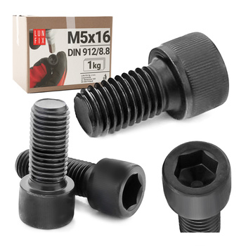 Zylinderkopfschrauben mit Innensechskant M5 16mm Shwarz Verzinkt DIN 912 Festigkeitsklasse 8.8 1 kg.
