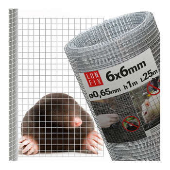 Wühlmausgitter Maulwurfgitter Kaninchendraht H1m L25m Maschenweite 6x6mm Ø0,65mm