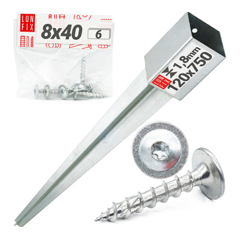 Montage Satz: Einschlag-Bodenhülse 12x12 cm + Schrauben