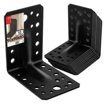 Shwarz Winkelverbinder Lochplattenwinkel 90x90x65x2 10stk