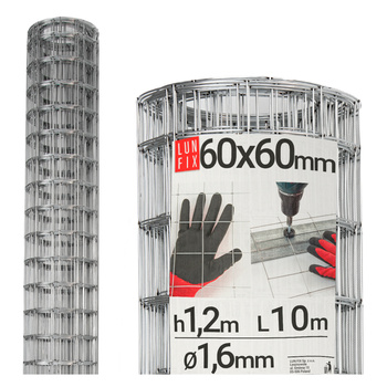 Geschweißter Verzinkt Maschendraht H1,2m L10m Maschenweite 60x60mm Ø1,6mm