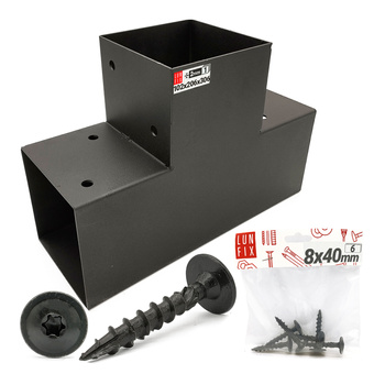 Montage Satz: Schwarz Eckverbinder T 10 x 10 cm + Schrauben