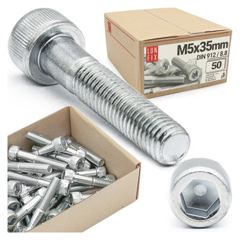 Zylinderkopfschrauben mit Innensechskant M5x35 mm Teilgewinde Festigkeitsklasse 8.8 50stk DIN 912
