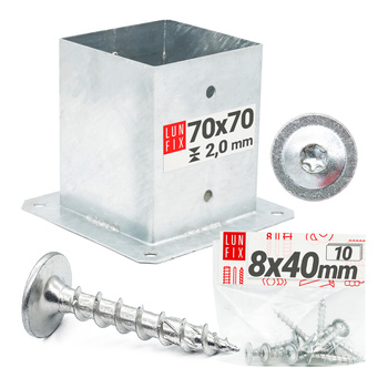 Montage Satz: Pfostenbasis 7x7 + Schrauben