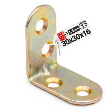 Möbelbauwinkel Gelb Verzinkt 30x30x16x1,5 mm