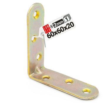 Möbelbauwinkel Gelb Verzinkt 60x60x20x2 mm