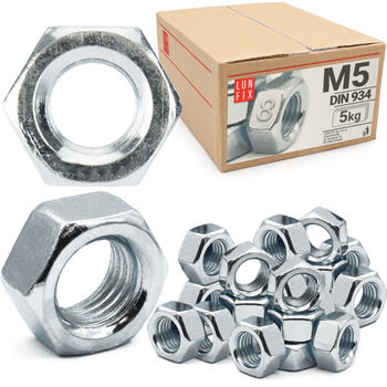 Sechskantmutter M5 - 5 Kg (ca.5000 Stk.) Festigkeit 8 Verzinkter Stahl, Regelgewinde DIN 934