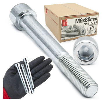 Zylinderkopfschrauben mit Innensechskant M6x80 mm Teilgewinde Festigkeitsklasse 8.8 10stk DIN 912