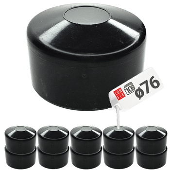 Pfostenkappen Schwarz 76 mm Rund 10 Stück