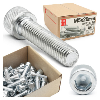 Zylinderkopfschrauben mit Innensechskant M5x20 mm Teilgewinde Festigkeitsklasse 8.8 50stk DIN 912