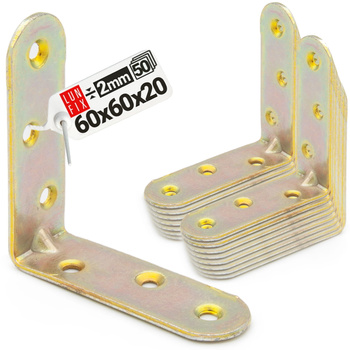 Möbelbauwinkel Gelb Verzinkt 60x60x20x2 mm 50 Stück