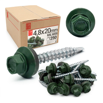 Trapezblechschrauben 4,8 x 20 mm 250 Stück Chromoxidgrün RAL 6020