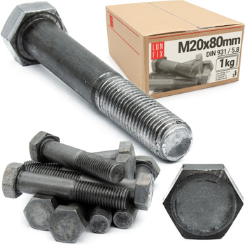 Sechskantschrauben M20x80 DIN 931 1 kg (ca.4 Stk.) Teilgewinde Klasse 4.8