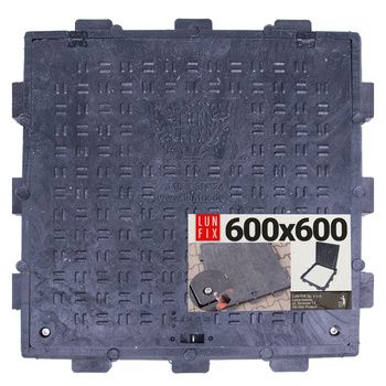 Kanaldeckel Schachtabdeckung mit Flanschrahmen 60x60cm Schwarz