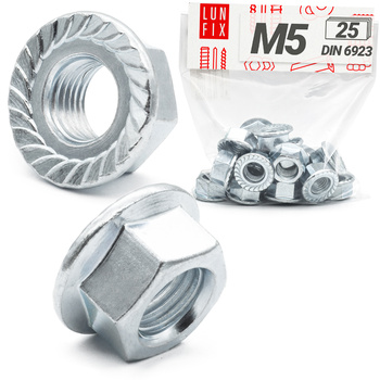 Sperrzahnmutter M5 - 25 Stück verzinkter Stahl Flanschmutter DIN 6923