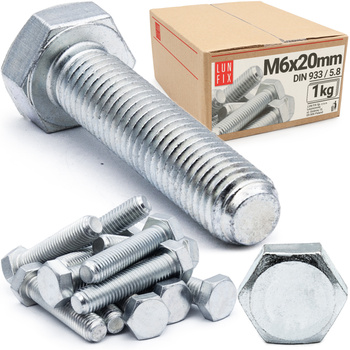 Sechskantschrauben M6x20 1 kg (ca.153 Stk.) DIN 933 Vollgewinde FK 5.8