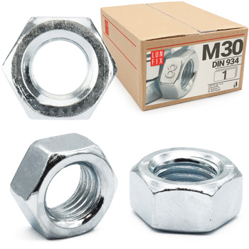 Sechskantmutter M30 - 1 Stück Festigkeit 8 Verzinkter Stahl, Regelgewinde DIN 934