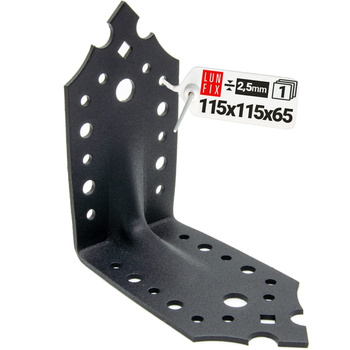 Dekorativer Winkel schwarz 115x115x65x2,5 mm