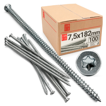 Rahmenschraube 7,5x182 mm Fensterrahmenschrauben Senkkopf 100 Stück