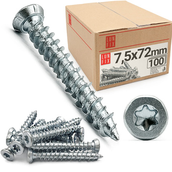 Rahmenschraube 7,5x72 mm Fensterrahmenschrauben Senkkopf 100 Stück