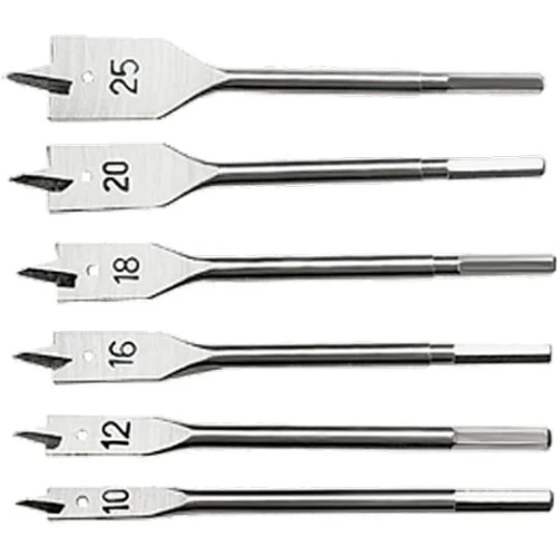 Flachfräsbohrer-Set für Holz 10-25 mm 6 Teile