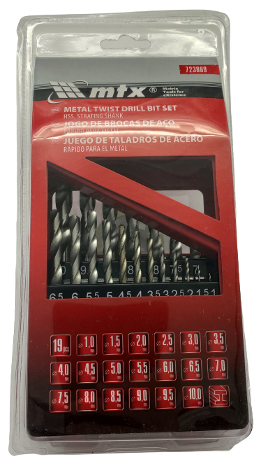 Metallbohrer-Set 19 Stück 1-10 mm Zylinderschaft MTx 723889