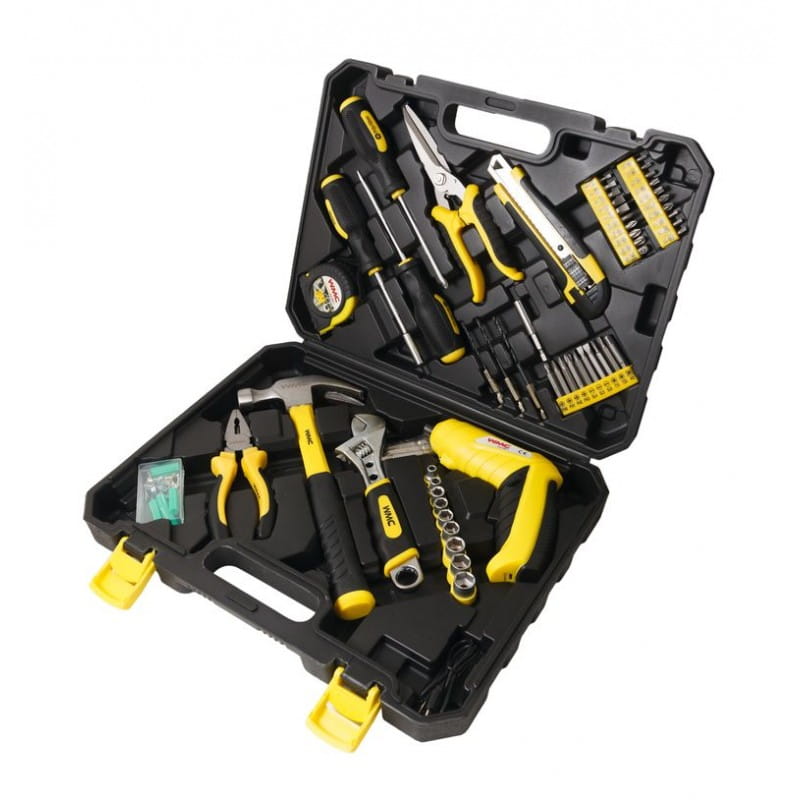 Haushalts-Werkzeugset mit Akku-Schrauber USB Bohrern und Bits 110 Teile