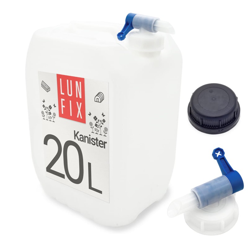 Kanister z kranem 20l zbiornik na wodę pojemnik baniak HDPE + nakrętka