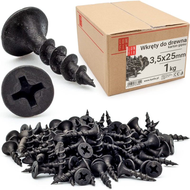Wkręty do płyt gipsowych g-k 3,5x25 do drewna KGD 1kg