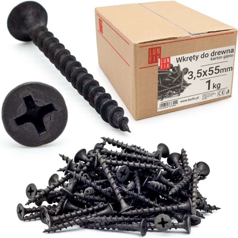 Wkręty do płyt gipsowych g-k 3,5x55 do drewna KGD 1kg