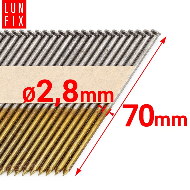 Gwoździe do gwoździarki 70mm 2,8x70 gładkie na papierze czarne 3000szt.