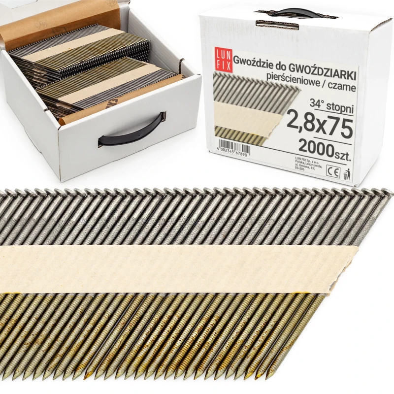 34° Grad Ringschaftnägel 2,8 x 75 mm Packung 2000