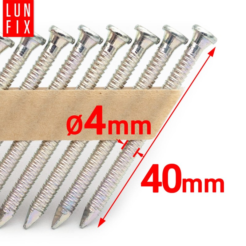 Gwoździe do gwoździarki 40mm 4x40 1,5 cala ANCHOR na papierze ocynkowane 1100szt.
