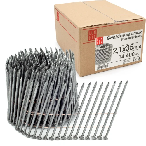 16° Grad Ring Drahtgebundene Coilnägel 2,1 x 35 mm Packung 14400 Stück