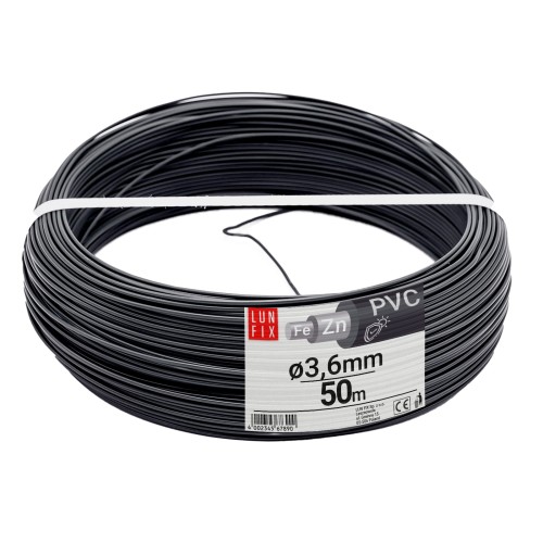 Spanndraht Gartendraht Anthrazit Verzinkt und PVC 50m Ø3,6mm