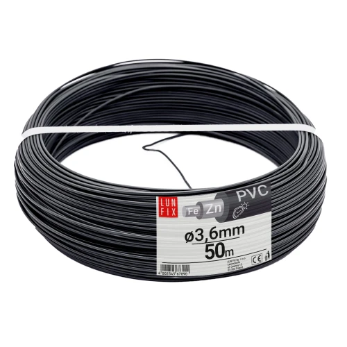 Spanndraht Gartendraht Anthrazit Verzinkt und PVC 50m Ø3,6mm
