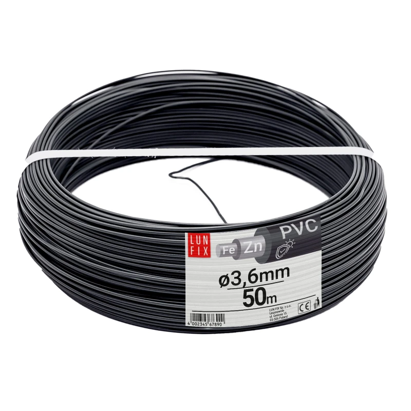 Spanndraht Gartendraht Anthrazit Verzinkt und PVC 50m Ø3,6mm