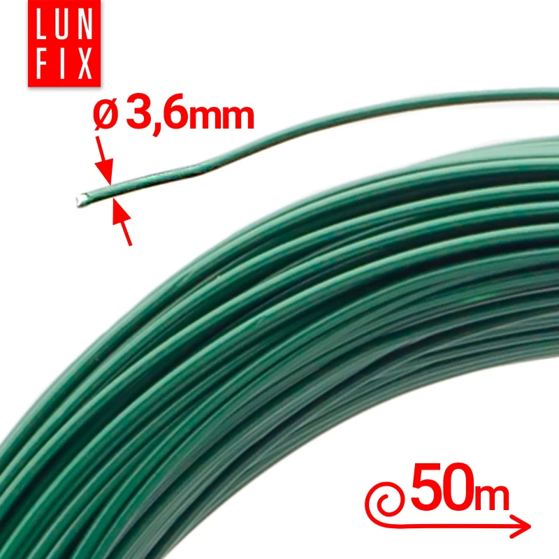 Spanndraht Gartendraht Grün Verzinkt und PVC 50m Ø3,6mm