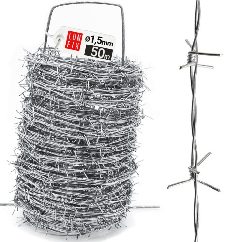 Stacheldraht Weidezaun 1,5mm doppelt Verdrillt 50m