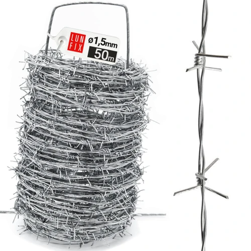 Stacheldraht Weidezaun 1,5mm doppelt Verdrillt 50m