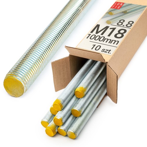 Gewindestange M18 x 1000 mm 10 Stück | Festigkeitsklasse 8.8 DIN 975