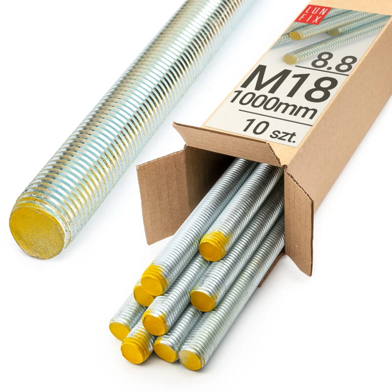Gewindestange M18 x 1000 mm 10 Stück | Festigkeitsklasse 8.8 DIN 975