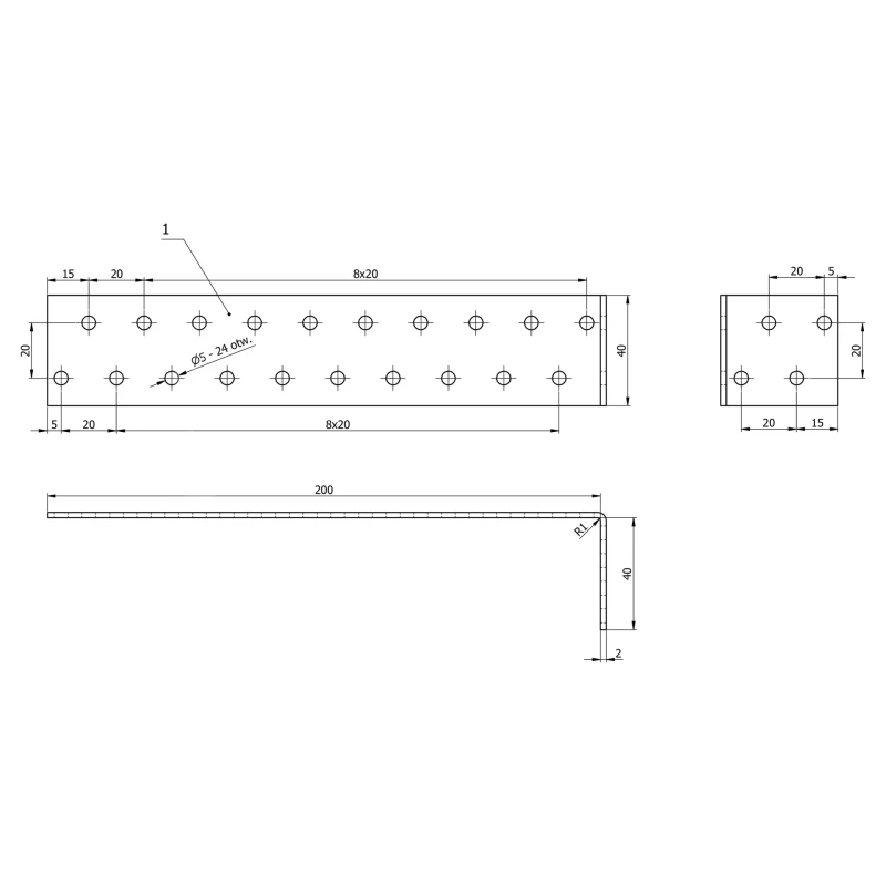 FlachstahlBetonanker 200x40mm Materialstärke 2 mm
