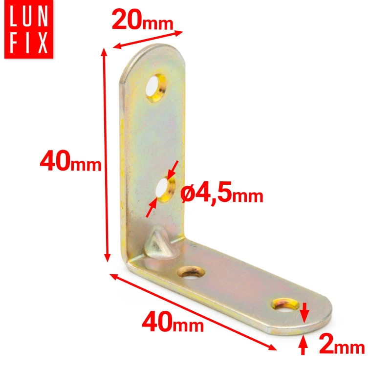 Möbelbauwinkel Gelb Verzinkt 40x40x20x2 mm