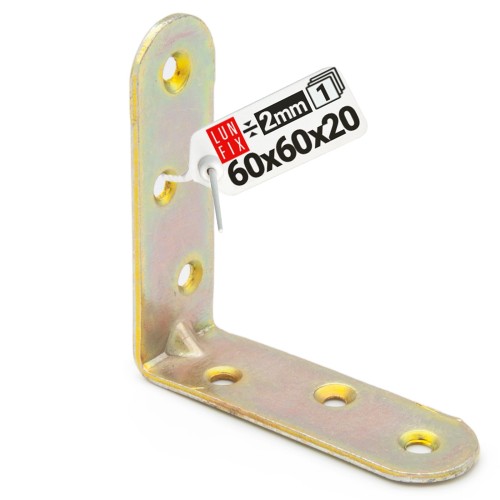Möbelbauwinkel Gelb Verzinkt 60x60x20x2 mm